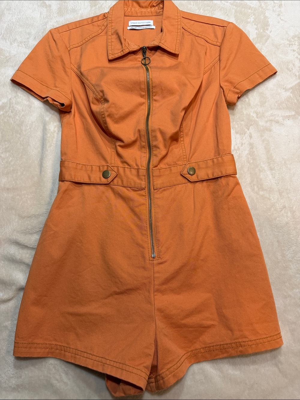 Urban Outfitters UO Tyson Twill Utility Romper Orange Small
